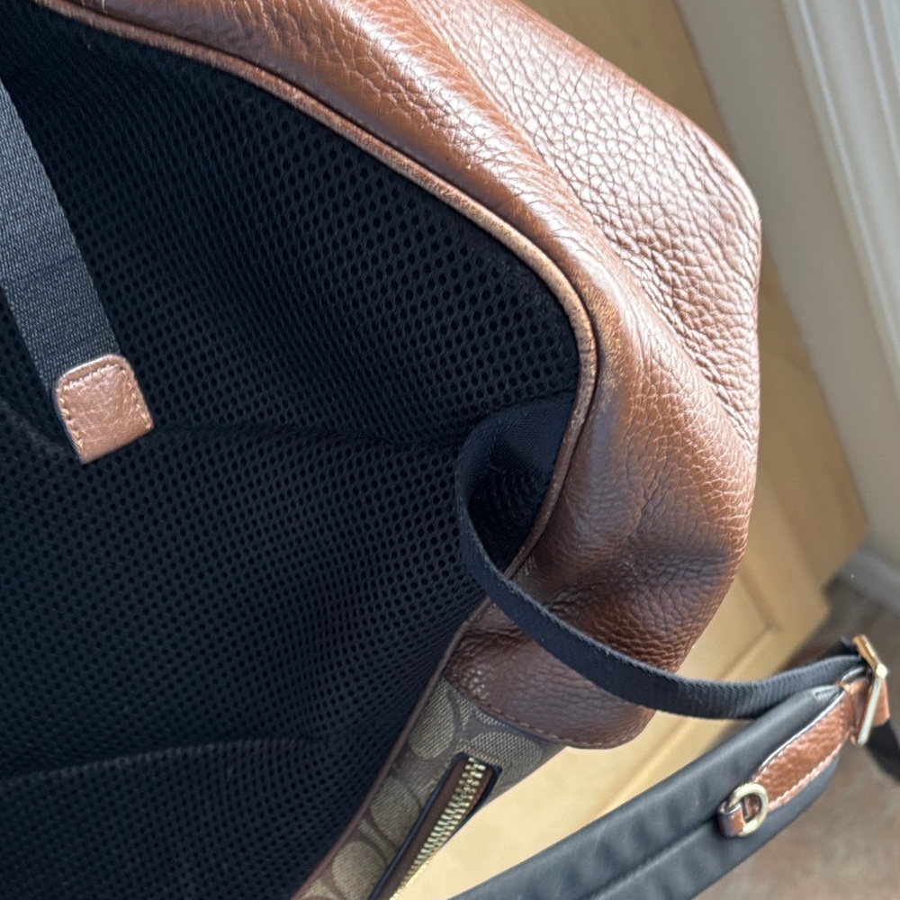 Coach Signature Brown Leather Backpack-5671 - Picture 8 of 13